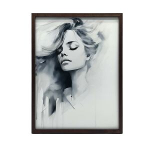 Mystery Figure fekete-fehér művészeti nyomat barna keretben a Harmony Posters-től - Lakberendezés