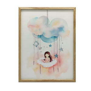 ARANY ALUMÍNIUM KERETES FALI PLAKÁT ÁLMOK FELHŐ KARUSELLE 40x50 127788222 - Babaszoba dekoráció