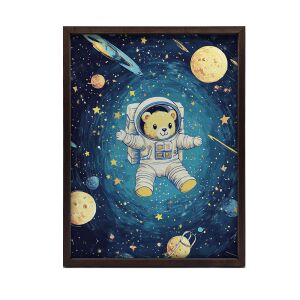 KERET FALI PLAKÁT TÉR MEDVE ASTRONAUTA 30x40 CM FEKETE 127798395 - Lakberendezés