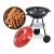 Fedeles 3 lábú grillsütő kerekekkel kész étellel