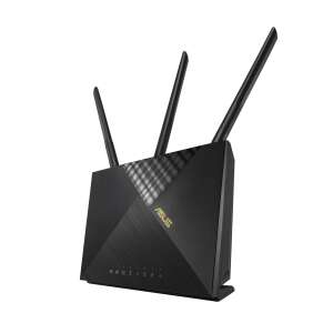 Asus 4G-AX56 Modem 4G + Router bezprzewodowy Dual Band AX1800, czarny, widok pod kątem - ASUS Router Wi-Fi, adapter
