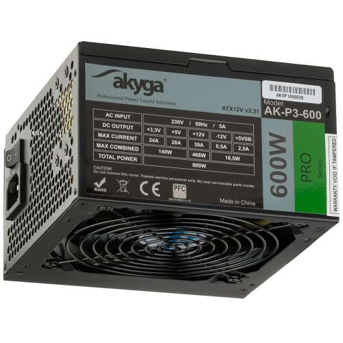 Akyga AK-P3-600 Netzteil 600 W 24-pin ATX ATX Schwarz