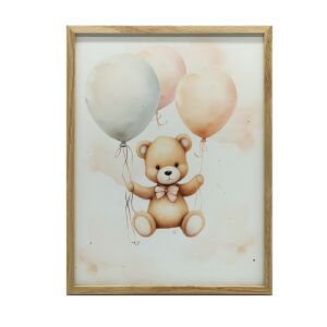 ALUMÍNIUM KERETES FALI PLAKÁT MEDVE Léggömbös Úton 40x50 CM 127832488 - Babaszoba dekoráció