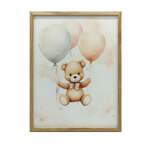 ALUMÍNIUM KERETES FALI PLAKÁT MEDVE Léggömbös Úton 40x50 CM 127832488