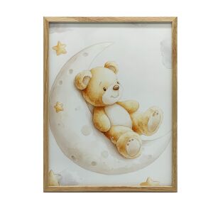 VÁSZONFESTMÉNY FALI MEDVÉRE A HOLDON NAGY NAPPALI 50x70 127842920 - Falikép