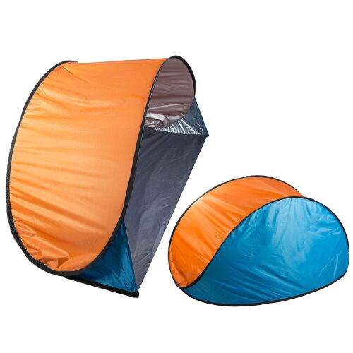 Strandsátor kinyitva és összecsukva - kék/narancs