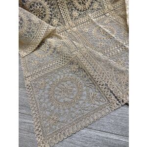 Kordonlu Barna Csipke Asztalterítő - 160 x 220 cm