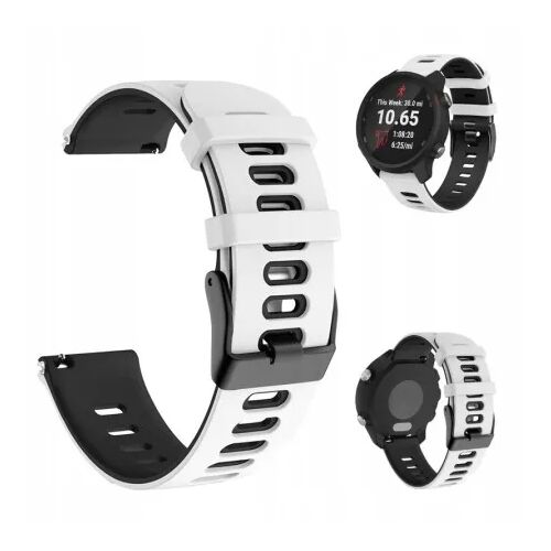 Huawei Watch GT2/GT3 42mm kompatibilis fehér-fekete szilikon okosóra szíj, 20mm