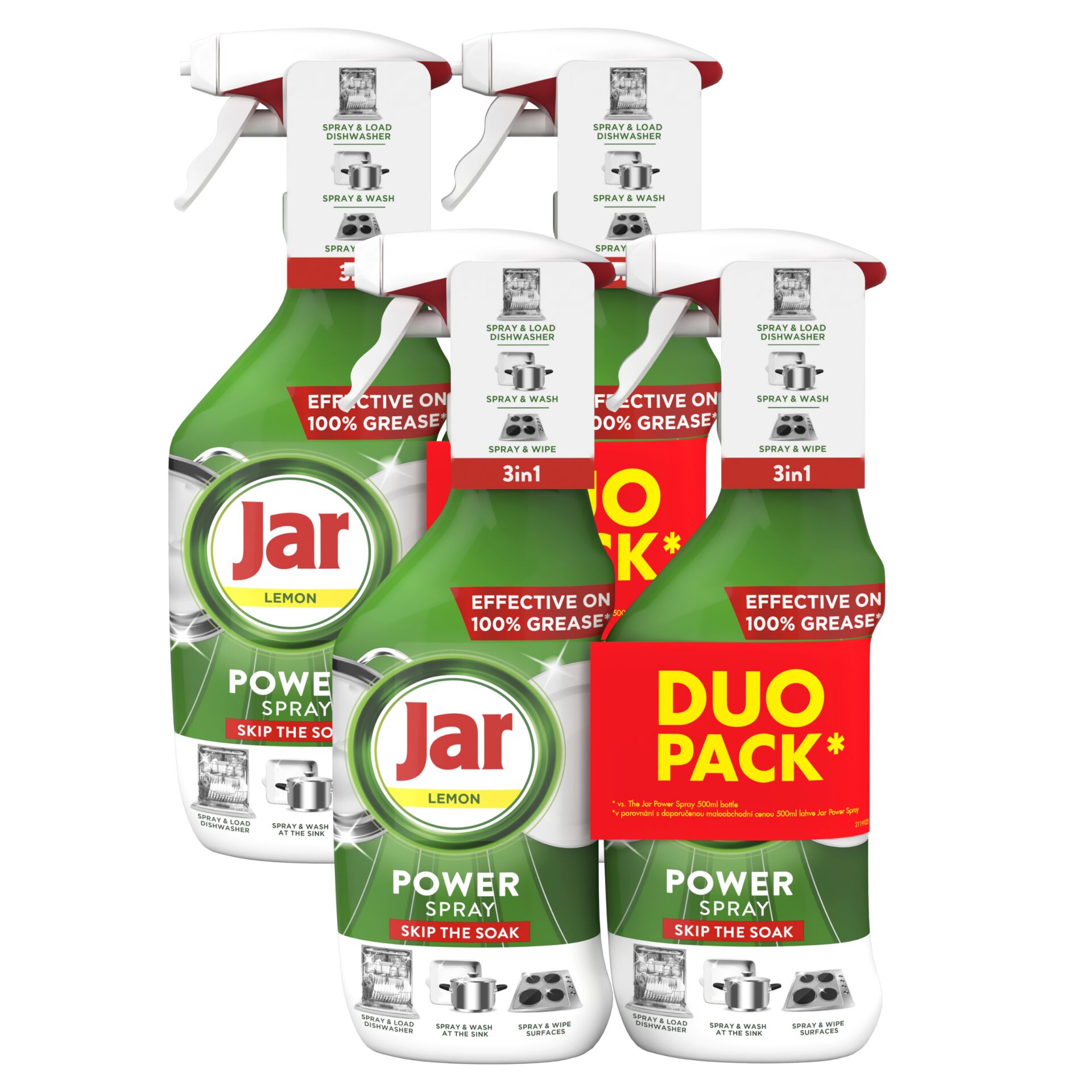E-shop Jar Power Odstraňovač mastnoty v spreji Lemon 4x500ml
