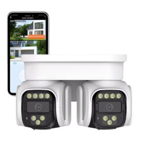 Zadabso® megfigyelő kamera, kettős körkörös érzékelés, WIFI 4K 4K, 2 x 360 lencse, alkalmazáson belüli vezérlés, kétirányú kommunikáció, automatikus nyomkövetés, színes éjszakai látás, hangjelzés, fehér színű 127959255 - Zadabso