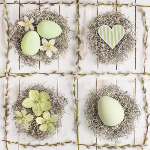 Húsvéti pasztell kollázs szalvéta, húsvéti asztali dekoráció