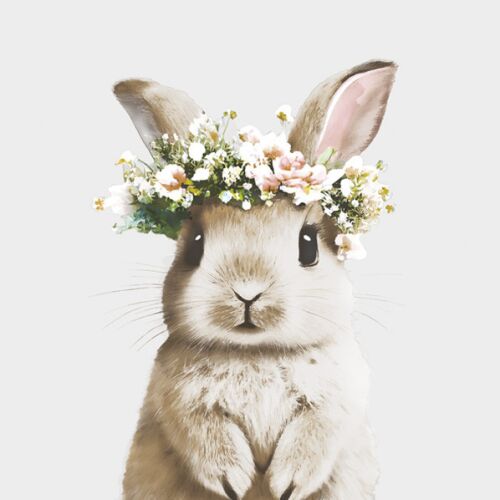 Húsvéti nyuszi virágkoszorúval, dekoratív szalvéta minta