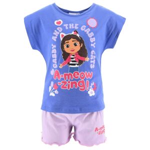 Netflix Gabby's Dollhouse 2-dijelni ljetni set za djevojčice, plava majica i ružičaste kratke hlače - Moda i odjeća