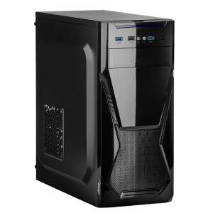 Akyga AK13BK Micro Tower computer case in black, front view - Computer Case