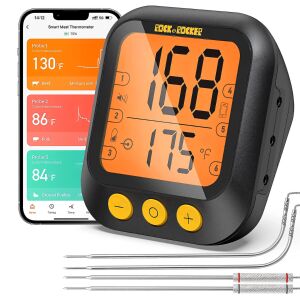 Digitális konyhai hőmérő, Zadabso®, Smart, 4 acélszondával, Bluetooth, LED kijelző, nagy pontosság, nagy pontosság, nagy pontosság, küszöbérték riasztás, időzítő, Tuya Smart / Smart Life mobilalkalmazás. 128023108 - Zadabso