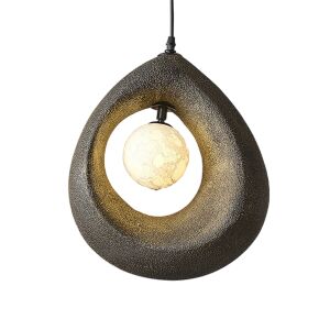 Moish fekete dekoratív függőlámpa texturált kerámia felülettel, csepp alakú design - Zadabso