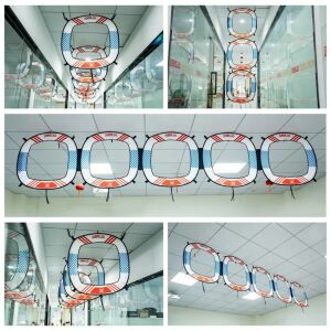 Set de 5 porți de curse pentru drone STARTRC pentru drone DJI Avata, Avata 2 și Neo, configurat într-un mediu de birou. - Accesorii drone