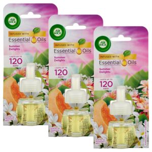 Air Wick Summer Delights Punjenje mirisnog ulja za električni osvježivač zraka, pakiranje od 3 komada, obogaćeno eteričnim uljima, traje do 120 dana - Čišćenje