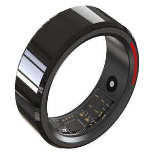 Pierścień inteligentny Premium, stop tytanu, czarny, fitness, tętno, monitorowanie snu, poziom tlenu, kroki, termometr, sterowanie gestami, tracker, wodoodporny, do 5 atm, IP68, rozmiar 13, Symbian 128026829 - Inteligentne urządzenie