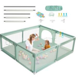 Tarc de Joaca Premium pentru Copii - Design Spatios si Sigur, cu Bile de Joaca, Plasa de Protectie, Usa cu Fermoar, Inele de Activitate si Husa de Transport Inclusa 1.5-2 m