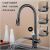 Baterie de bucatarie cu dus extractibil, 2 functii de curgere, display digital, culoare gri luxury 128037635