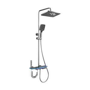 Set de dus cu Iluminare LED si afisaj Digital al Temperaturi, coloana cu termostat si turbina generatoare de curent integrata, 4 functii de curgere a apei, dus reglabil, fix tip ploaie, robin 133533923