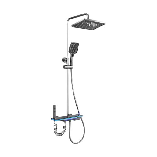 LED sprchový systém s digitálnym ukazovateľom teploty, termostatický sprchový stĺp s dažďovou sprchovou hlavicou a ručnou sprchou