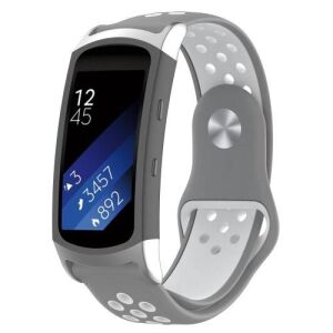 Samsung Gear Fit 2/2 Pro Szilikon Szíj - Szürke/Fehér - 18mm 128074932 - Okosóra szíj