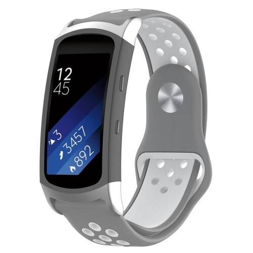 Samsung Gear Fit 2/2 Pro Szilikon Szíj - Szürke/Fehér - 18mm 128074932