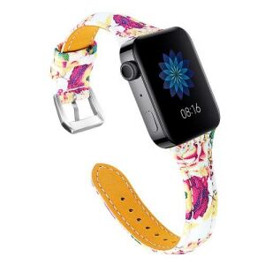 Virágmintás Okosóra Szíj - Valódi Bőr - 18mm - Xiaomi, Fossil, Huawei 128074943 - Okosóra szíj