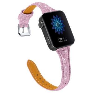 Glitter Rózsaszín Okosóra Szíj - Valódi Bőr - 18mm - Xiaomi/Fossil/HUAWEI 128075031 - Okosóra szíj