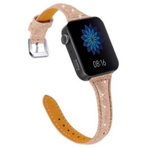 Okosóra Szíj - Rózsaarany Csillogó Flitter - Valódi Bőr - 18mm 128075034 - Okosóra szíj