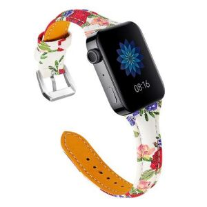 Virágmintás Okosóra Szíj - Valódi Bőr - Xiaomi, Fossil, Huawei - 18mm 128075035 - Okosóra szíj