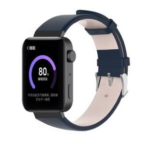 Valódi Bőr Okosóra Szíj - Sötétkék - 18mm - Xiaomi/Fossil/HUAWEI 128075038 - Okosóra szíj