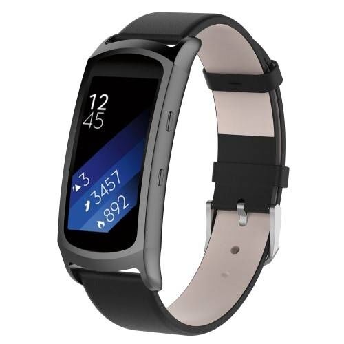 Samsung Gear Fit 2/2 Pro Okosóra Szíj - Valódi Bőr - Fekete - 18mm 128075075