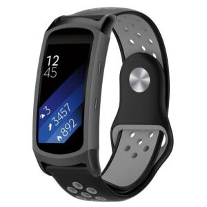 Samsung Gear Fit 2/2 Pro Szilikon Szíj - 18mm - Fekete/Szürke 128075076 - Okosóra szíj