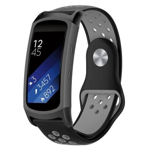 Samsung Gear Fit 2/2 Pro Szilikon Szíj - 18mm - Fekete/Szürke 128075076