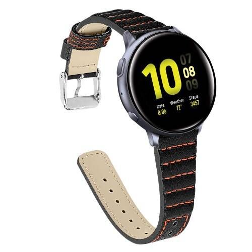 Samsung Galaxy Watch 46mm Bőr Szíj - Fekete - 22mm