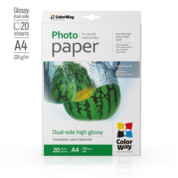 Colorway fotópapír, kétoldalas, magasfényű 220 g/m2, a4, 20 sht (...