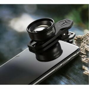 Obiectiv macro Apexel 100mm atașat la smartphone, îmbunătățirea fotografiei mobile - Lentile / obiective pentru telefoane moblle