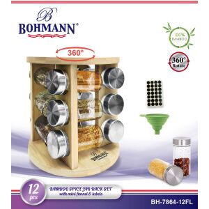 Forgatható fűszertartó, BH 7864-12 FL. 12 db-os - Bambusz  állvány