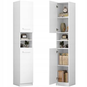 Regał szafka biała nowoczesna stojąca słupek wysoki loft 2 drzwi 180 cm, biela úložná skrinka s otvorenými policami - Nábytok do obývačky
