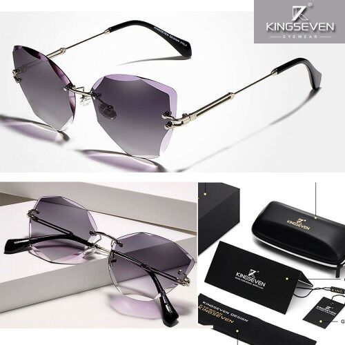 KINGSEVEN keret nélküli színátmenetes polarizált női napszemüveg, fekete 139177419