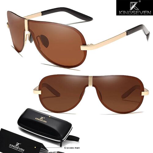 KINGSEVEN polarizált keret nélküli napszemüveg, barna lencsével
