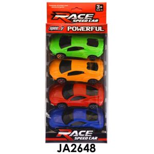 Kisautókészlet, 4 db-os, 12 cm, hátrahúzós