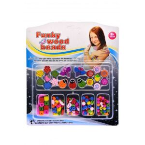 Fa gyöngy ékszerkészítő készlet, festett, vegyes, 25*27 cm lapon