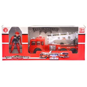 Tűzoltókészlet tűzoltó autóval + 1 tűzoltó figurával, 20 cm-es autó, 30x13cm dobozban
