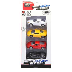 Fém autókészlet, 4 db-os, 8 cm, belátós, dobozos