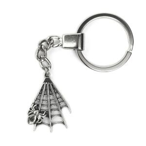 Pókháló kulcstartó, ezüst színben