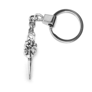 Madárkoponya kulcstartó, ezüst színben